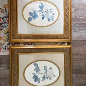 Cedar Creek Floral Flower Art Gold Frames Set Of 2